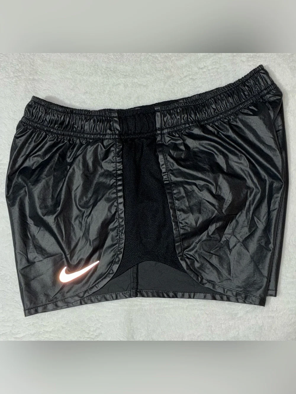 Nike Black Dri-FIT “Wet-Look” Athletic Shorts, size M